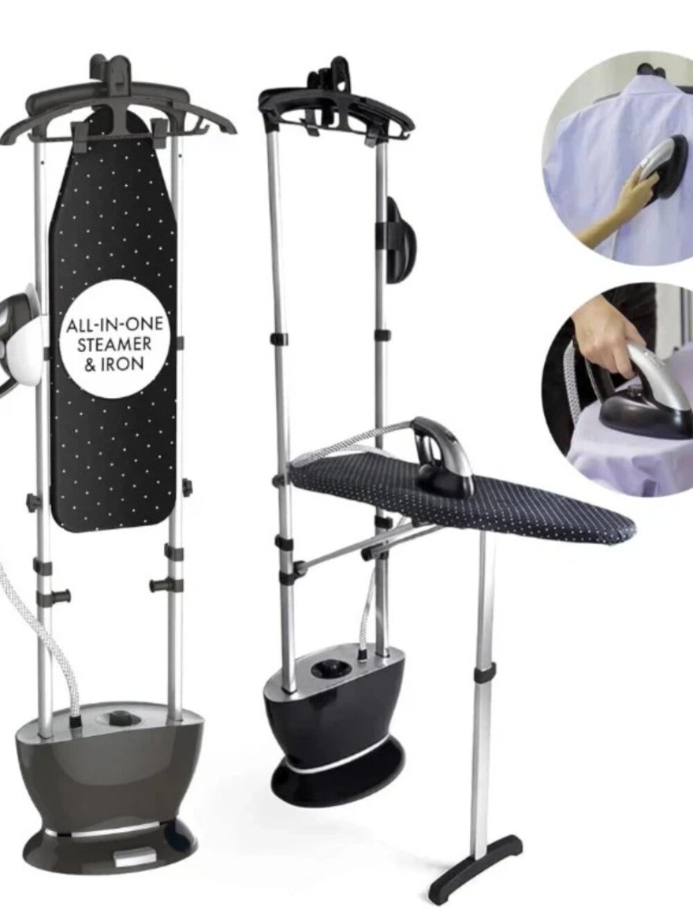 Steam & Go SAG399 Professional Garment Steamer Iron Built-In Ironing Board Black